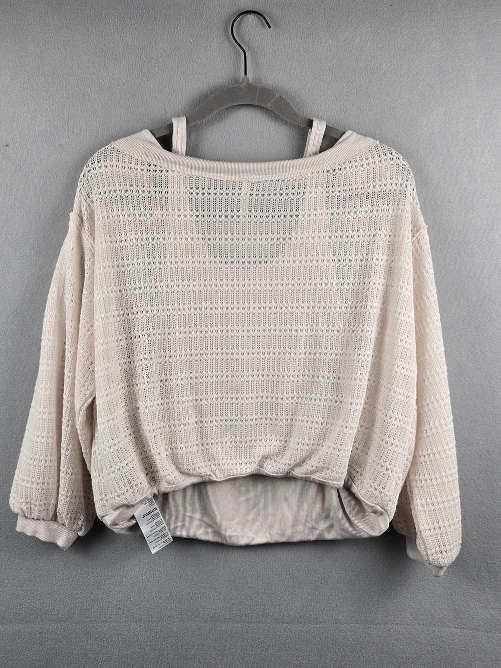 Free People Boat Neck Knit Pullover Top Beige S